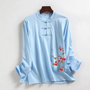 太极t恤秋冬女款 正品 极M服款 华武堂刺绣太梅花纯棉长袖 红专业 新款