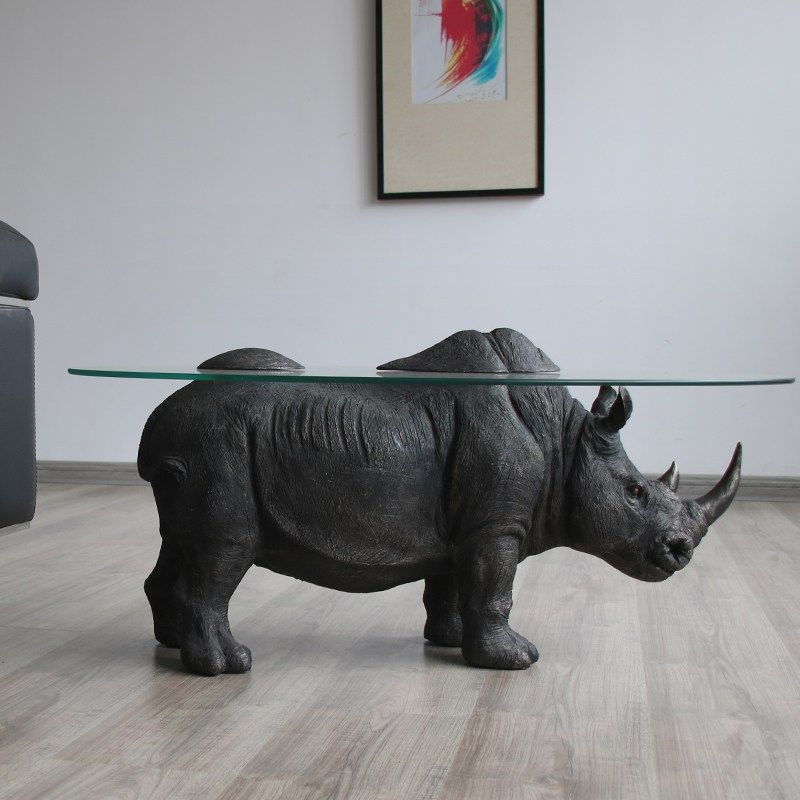 彷铜河马雕塑树脂犀牛落地大摆件创意茶几动物模具艺术小桌几客厅,家居饰品,落地摆件,淘宝优惠券,粉丝福利购,淘宝优惠卷