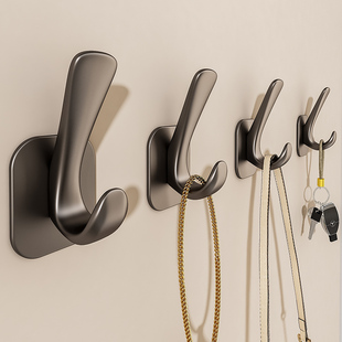 铝合金免打孔挂钩门後挂衣钩壁挂式墙上进门玄关黏贴钩承重衣帽钩
