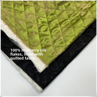 秋冬100%桑蚕丝絮片布料柔软夹棉里衬香云纱棉袍棉衣大衣内胆面料