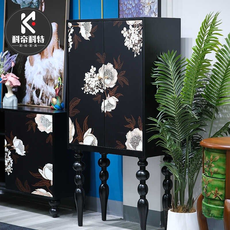 法式中古双门立柜装饰柜家用玄关客厅入户门厅靠墙实木收纳储物柜,住宅家具,斗柜,淘宝优惠券,粉丝福利购,淘宝优惠卷