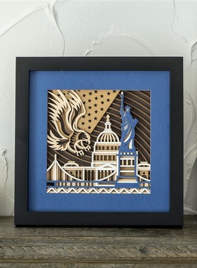 创意家居办公桌摆件工艺品 客厅墙壁装饰 乔迁手工定制礼品礼盒装