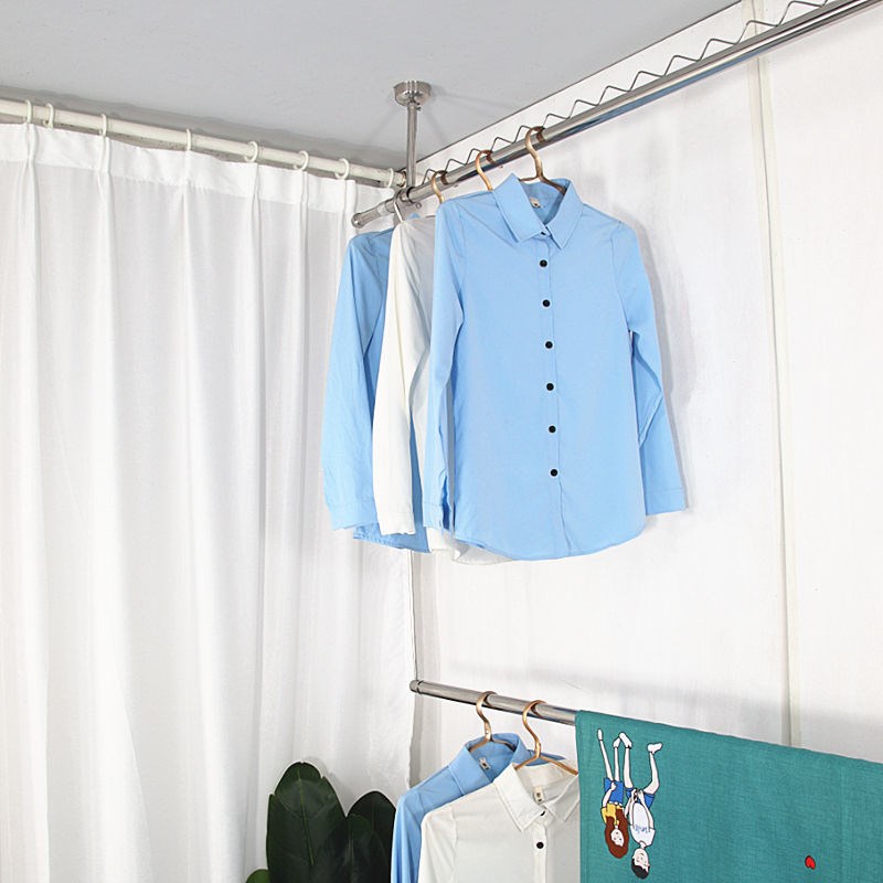 室外防风凉衣架晾衣杆阳台顶装固定晾衣架不锈钢晒衣架单杆挂衣杆