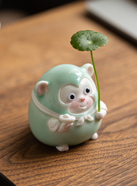 趣味陶瓷可爱小猴子公仔小摆件创意家居客厅办公室桌面装饰品摆设