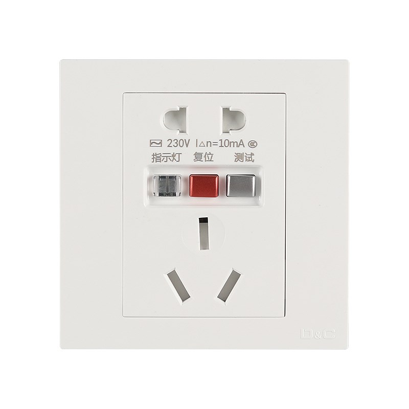 D&C五孔110漏电保护器8型开关墙装面板插座家用电热水器空调