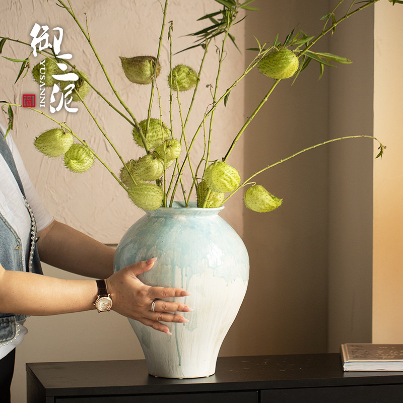 御三泥侘寂风高级感小清新简约陶瓷花瓶摆件插鲜花客厅民宿装饰