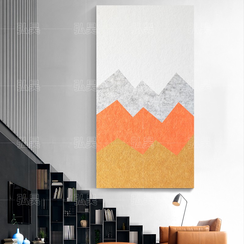 山峦映象民宿客厅沙发背景墙墙面装饰毛毡墙贴自粘照片墙软装