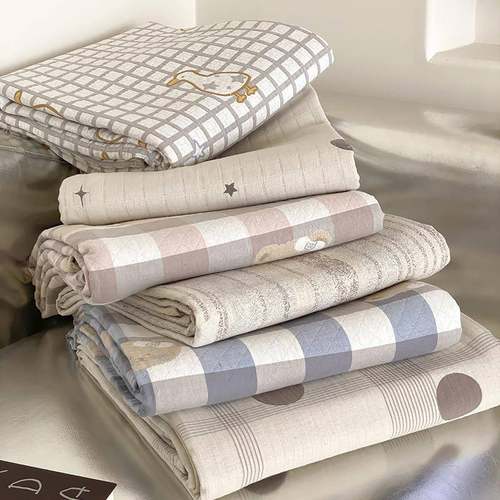 韩式全棉色织提花可铺可盖床盖四季可用纱布床单榻榻米纯棉软垫