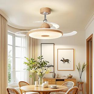中古风餐厅风扇灯隐形大风力吊扇灯卧室风扇一体电扇灯吸顶风扇灯