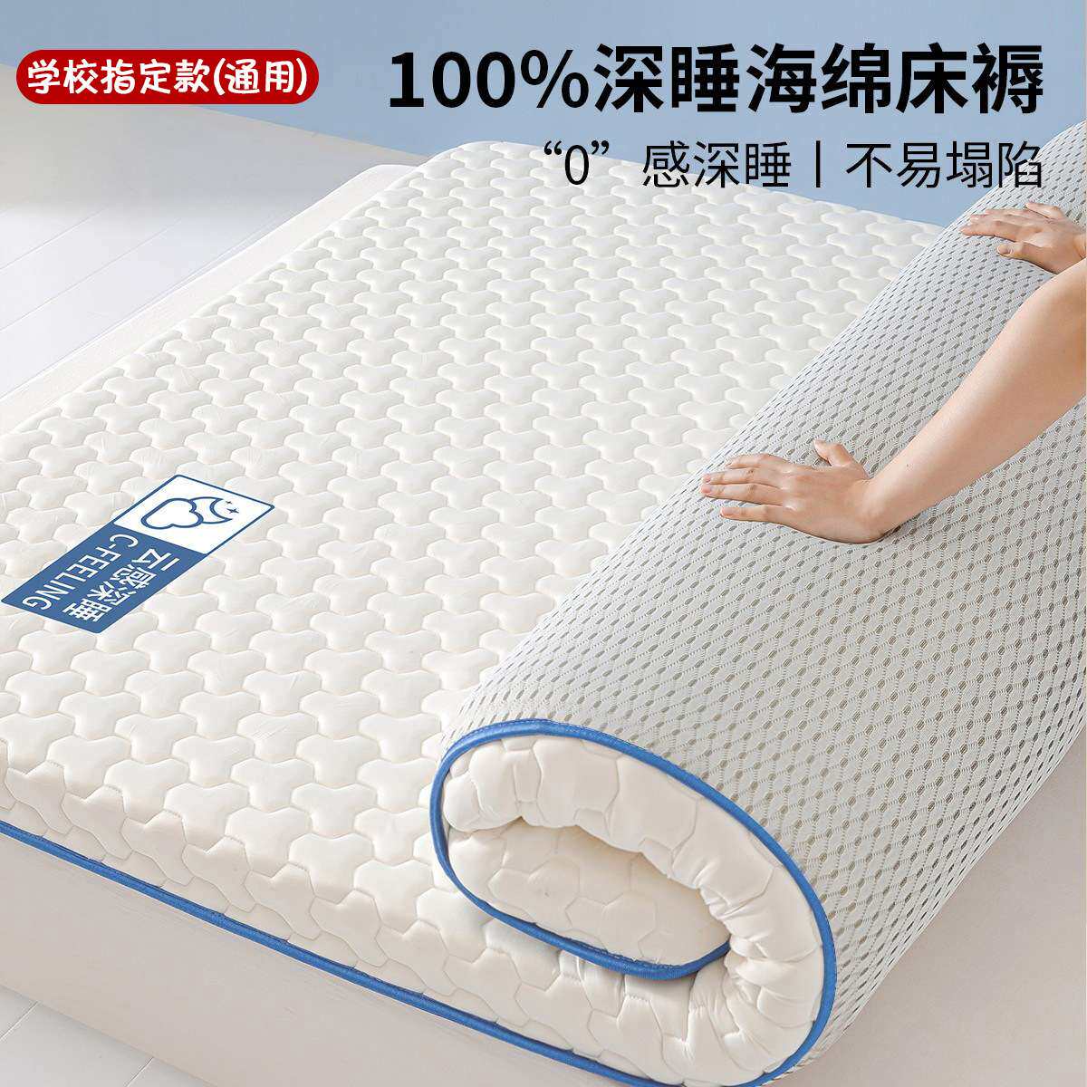 乳胶床垫遮盖物软垫家用卧室学生宿舍单人床租房专用海绵垫床褥子
