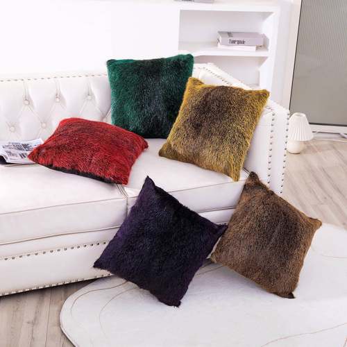 水貂绒腰枕獭兔毛飘窗靠垫灰鼠毛抱枕海狸毛汽车靠枕沙发搭配抱枕