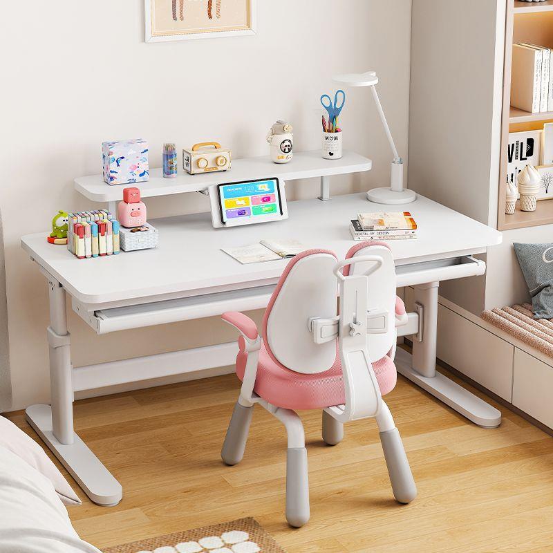 多彩鱼儿童学习桌椅家用儿童书桌升降写字桌实木电脑桌艺简大白桌