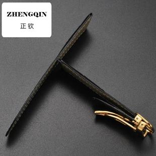 皮表带折叠扣表带男真皮女款14 16 20 22mm手表配件适用坦克浪琴