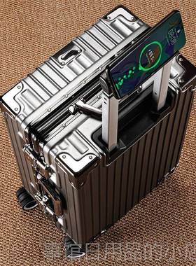 高档可厚坐人行杆李箱女结实耐用拉加大容量铝框2025463行8寸旅密