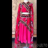 高档儿童汉唐楚优舞蹈服中国风民古典舞声族服踏鼓声红色水袖 演服