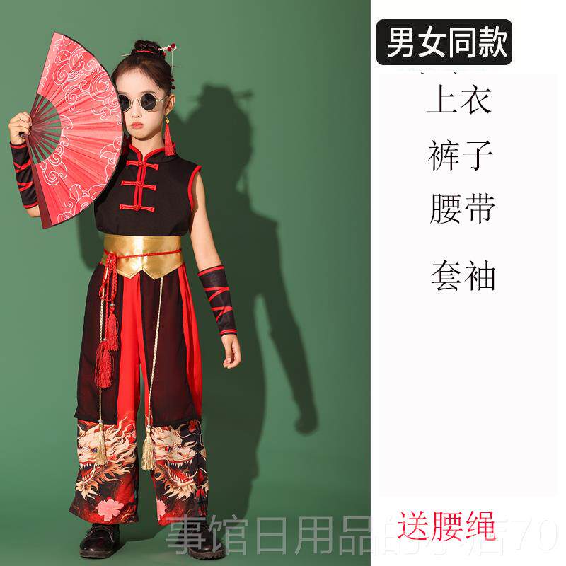 高档六一儿童演国出服打鼓服潮风中国走秀套装表演服装士舞爵蹈开