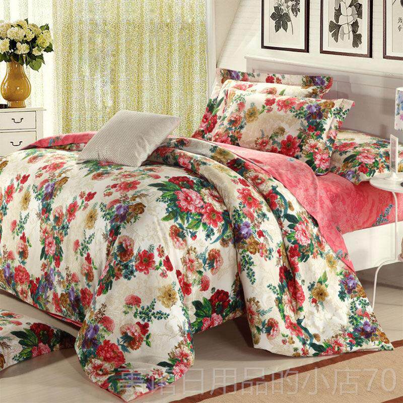 高档新品3D立体活性印花全加厚磨件套四床上用品床棉单纯棉被套毛