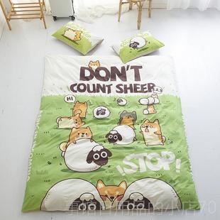 高档i软妹水洗棉卡通学生n宿s舍三件套可爱被套四季 超柔件软1.8m