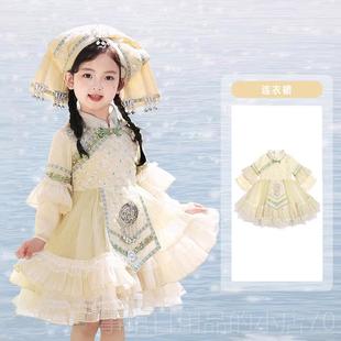 高档月三民族服装儿童洛丽塔旗袍蓬蓬族裙族男女童广三西壮苗傣演