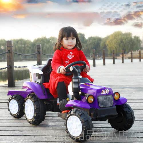 高档新品】超人大控号拖机拉儿童玩具车可坐小孩遥车小宝宝电动车
