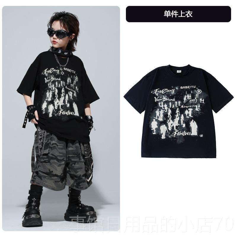 高档街舞儿童蹈的时尚服儿童的Hip-Hoop舞Hip-Hp鼓组表演服装集男