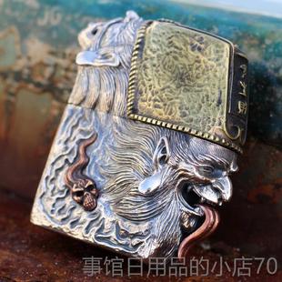 高档纯银黑白火无常打机复古霸气一生财煤油银火见机工精雕砂轮火