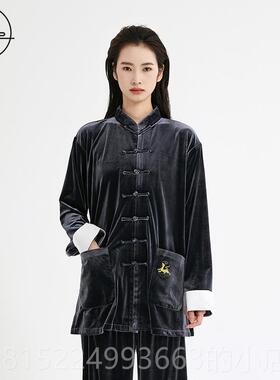 正品沽唐记秋精品南韩绒刺绣极款太服男女太极拳冬中丝老年金绒练