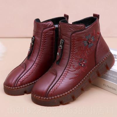 正品北防京布鞋女棉鞋冬季保暖妈老妈鞋滑牛筋底防水短靴加厚棉老