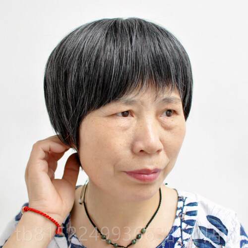 正品老年人花白假发女短发疗真发奶奶白色假发套自透气然化光头头