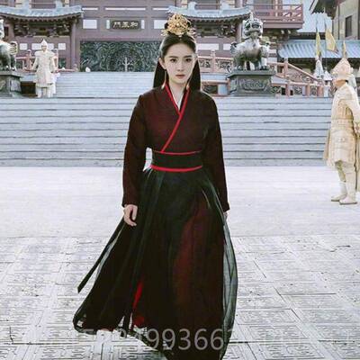 正品中国风装色女武侠表演齐服扶摇同款黑春款汉服腰交领侠客演古