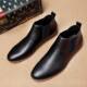 秋款 高腰男鞋 套男商士务休鞋 中帮尖头脚皮真皮大码 透气平 闲鞋 正品