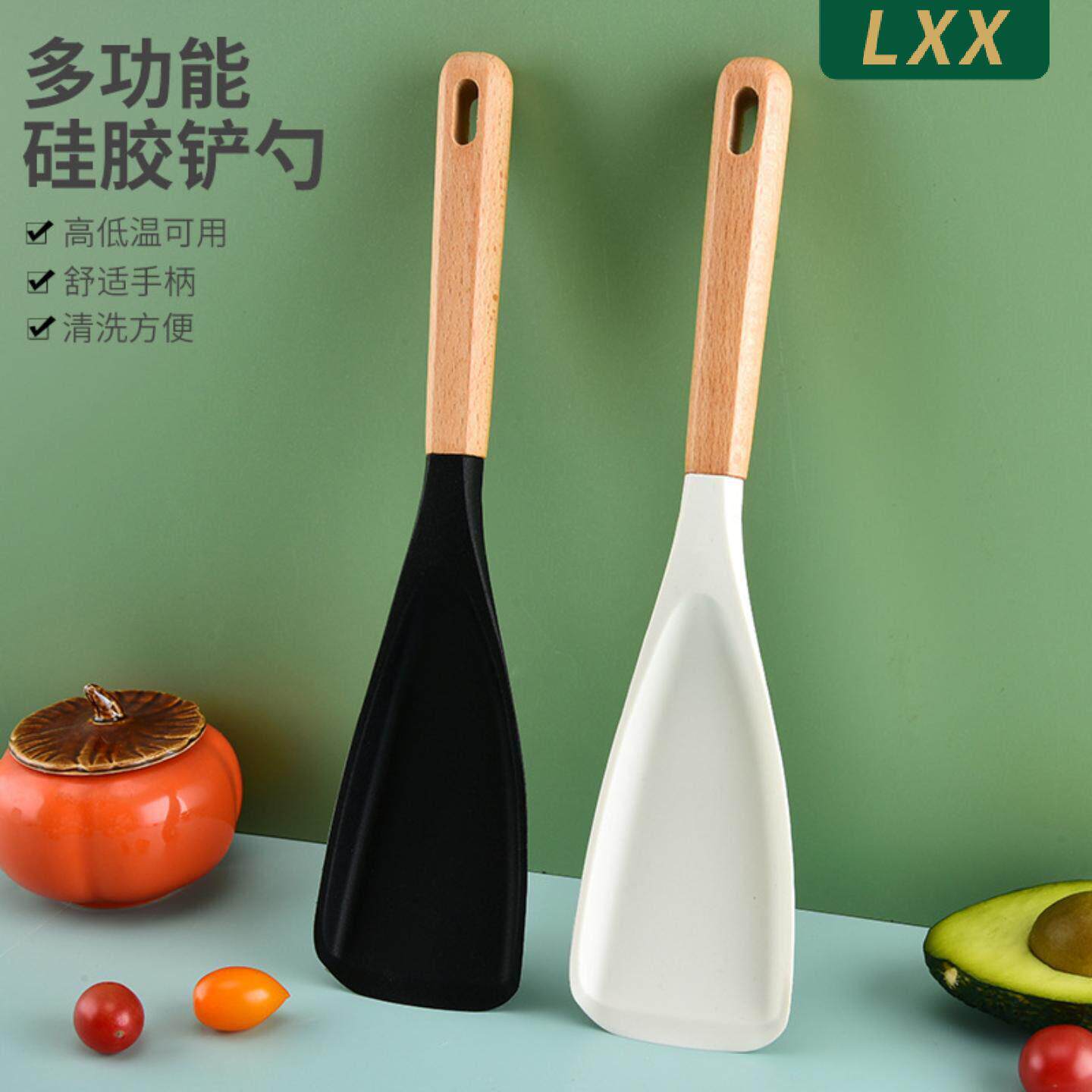 2件套木柄硅胶锅铲耐高温硅胶厨具套装家用炒菜不粘锅专用硅胶铲