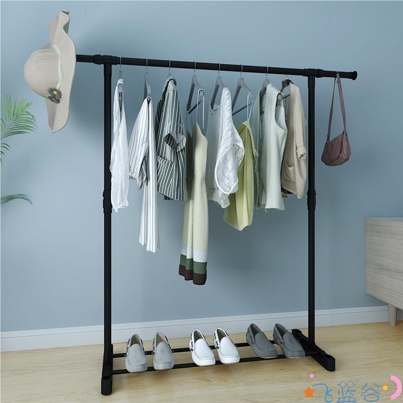 易安装摆地摊方管晾衣架单杆式落地可折叠伸缩单杠室内外晾衣