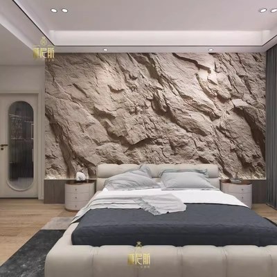 3d立体浮雕岩石墙纸客厅电视仿岩板墙布卧室床头背景墙壁纸工业风
