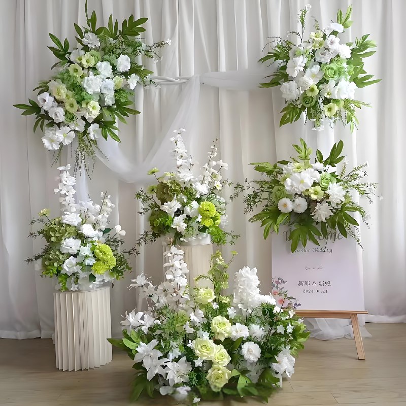 彷真花艺摆件婚礼堂车展酒店布置交车仪式橱窗婚庆T台场景花球