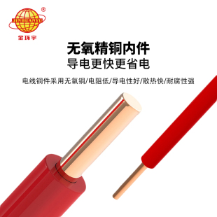 金环宇 BV电线电缆1.5/2.5/4/6平方国标铜芯家装家用单芯单股硬线