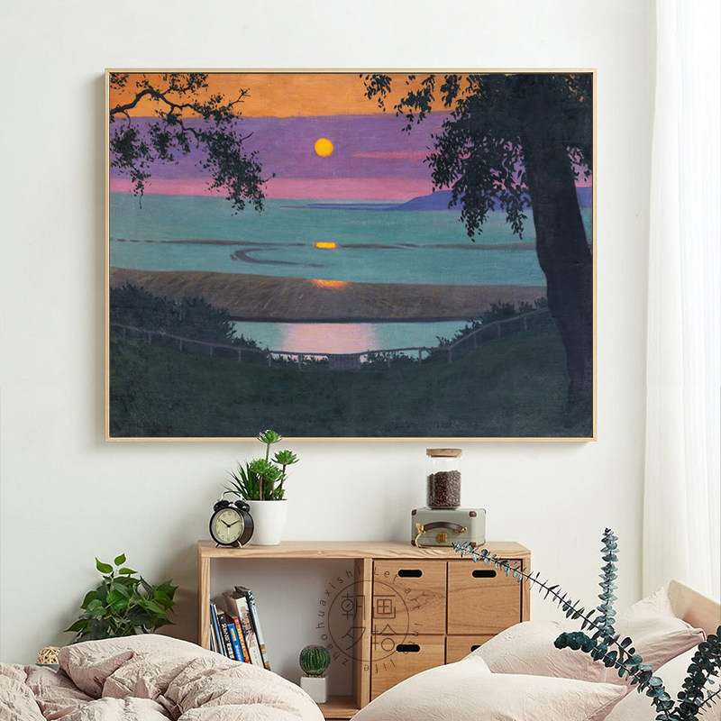 新印象派客厅风景装饰画餐厅挂画壁画组合双联艺术画玄关走廊墙画