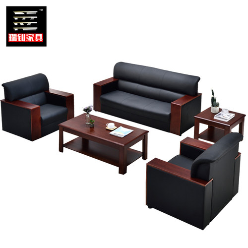 办公沙发现代办公室沙发茶几组合商务接待实木简约家具休息沙发