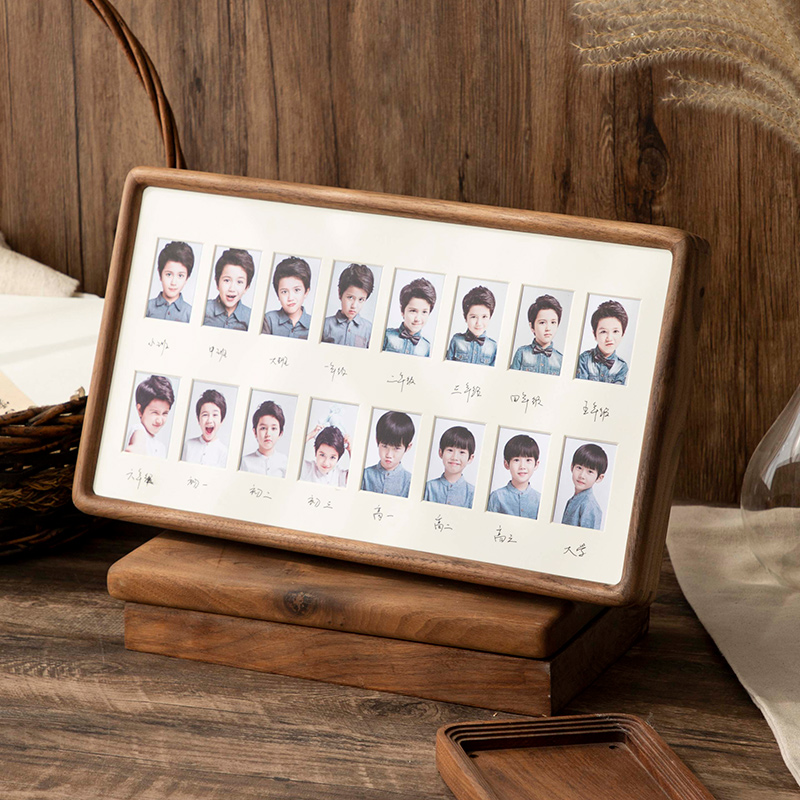 儿童成长记录diy相框摆台实木彩余校园时光2寸照片相框挂墙证件照