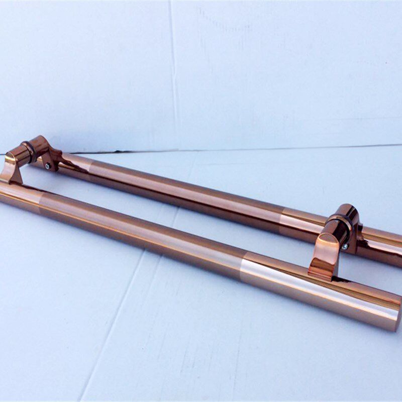 38圆管玫瑰金不锈钢玻璃门拉手马蒂脚拐角KTV大门现代推拉门把手