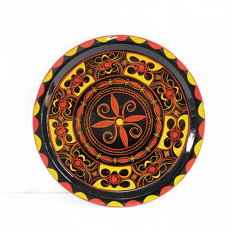 四川凉山西昌民族特色工艺品昭觉彝族漆器手工艺品大号餐盘