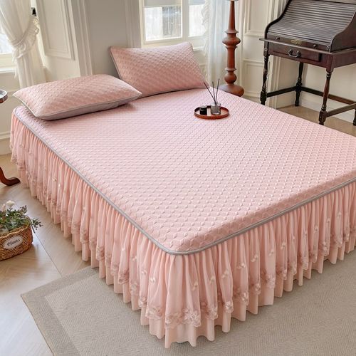 A类凉感丝乳胶凉席三件套床裙款公主风可水洗可折叠冰丝席空调席