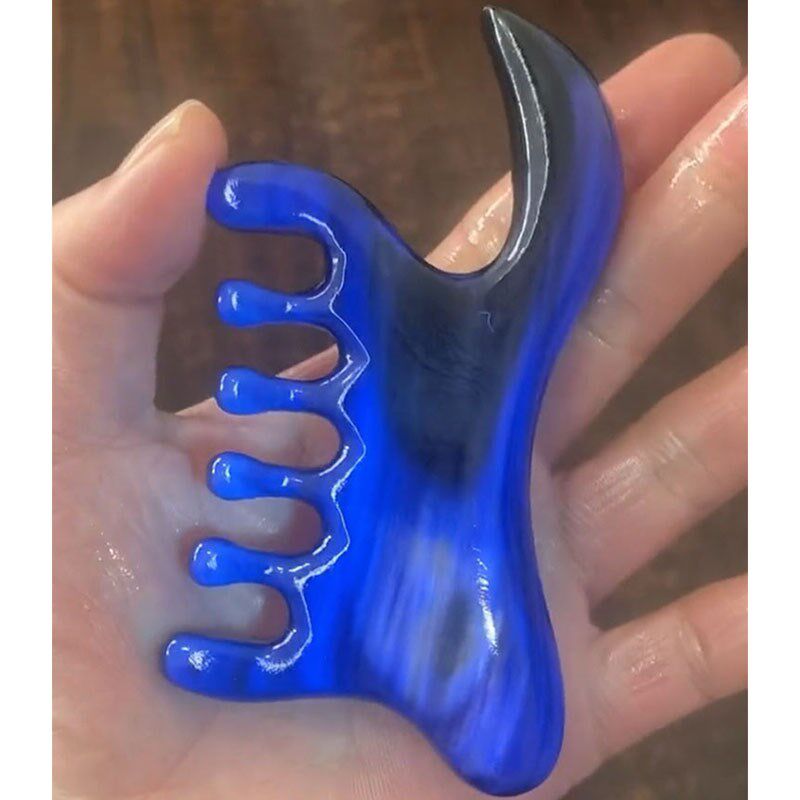 白水牛角黑金刚五齿凤尾梳刮痧按摩梳美鼻器面部头部经络梳头疗梳