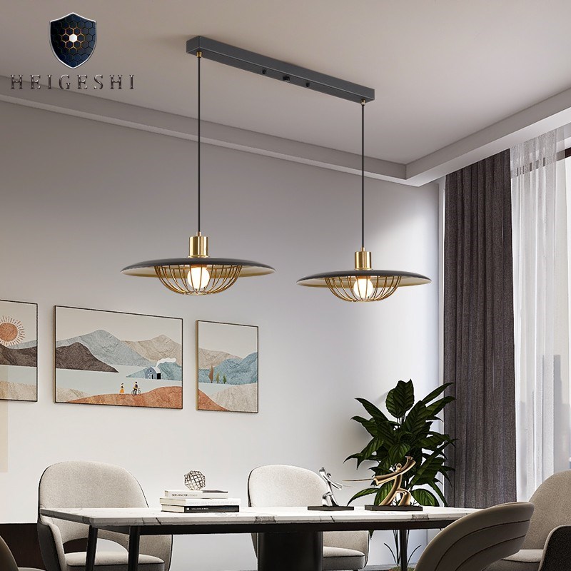 丹麦设计师款单头餐厅吊灯草帽造型吊线灯计感侘寂风黑色设计感灯