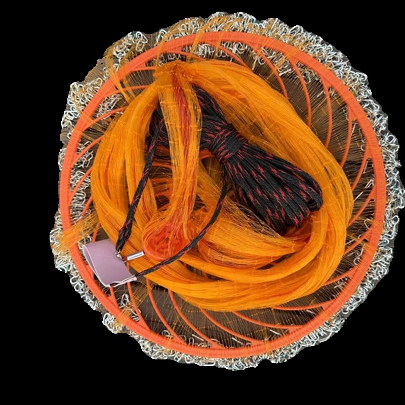 黄丝软鱼线加粗鱼线撒网飞盘式手抛网圆盘鱼网钢拉丝加重链撒