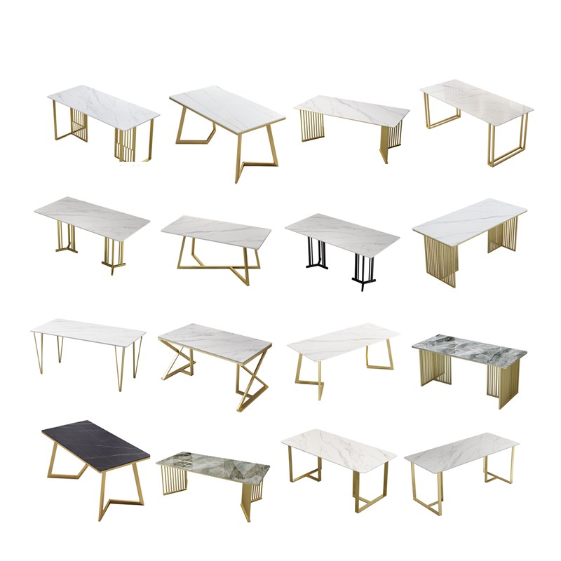 现代高端餐厅餐桌意式大小户型大理石饭桌长方形岩板办公洽谈桌子