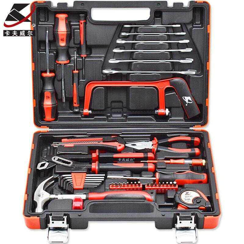 卡夫威尔58件套家用工具组套多功能维修工具箱套装H2932A五金工具