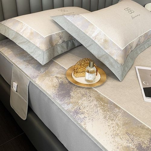 夏季可折叠冰丝凉席三件套可水洗单双人1.5米1.8m床笠床单空调席