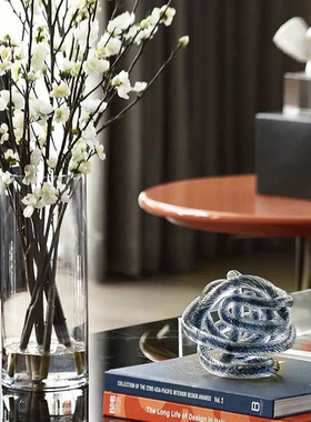 创意玻璃麻团玻璃结艺术小摆件 琉璃水晶麻球家居软装室内装饰品