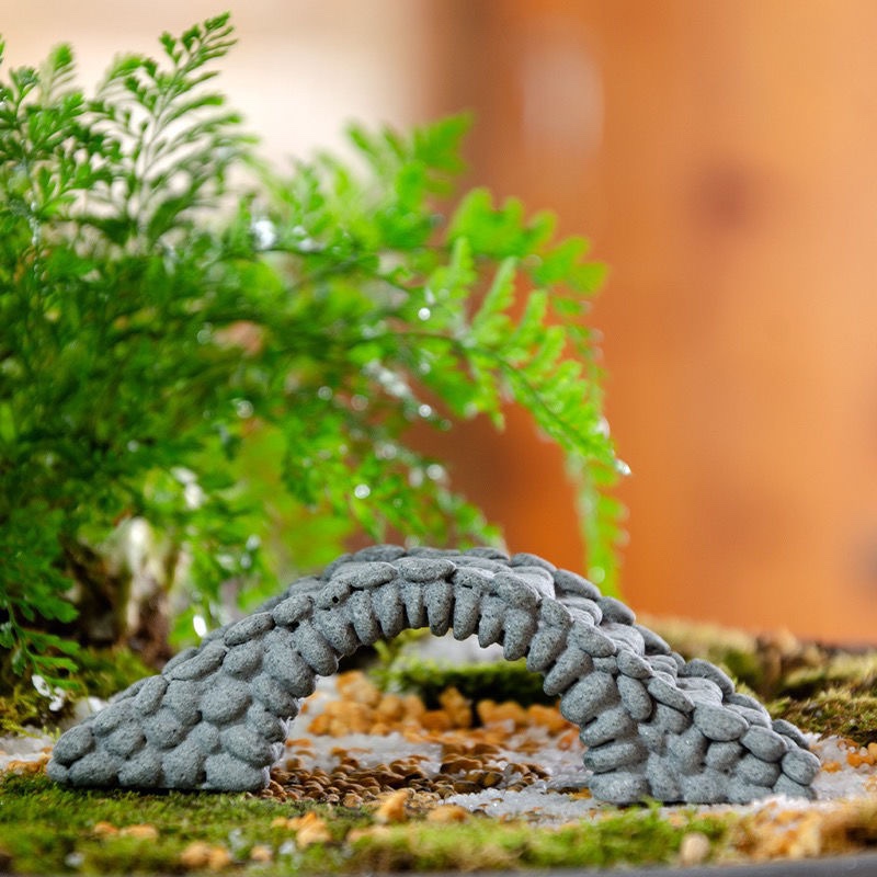 摆件小桥流水造景鹅卵石拱桥桌面假山水景鱼缸微缩微景观装饰复古